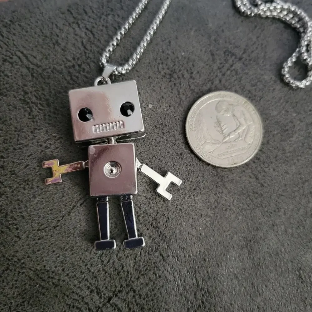Men's Robot with moving limbs pendant necklace